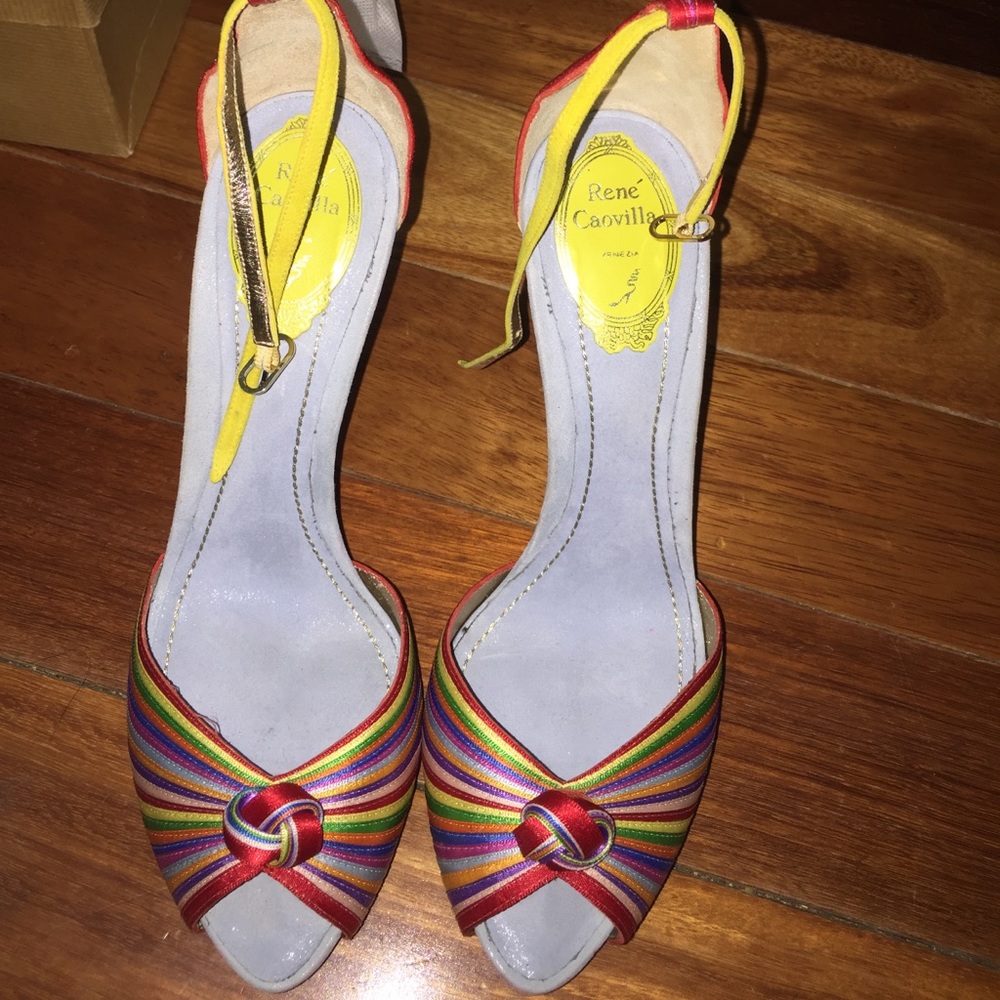 SOLD Rene Caovilla Glitter Sole Rainbow Heels